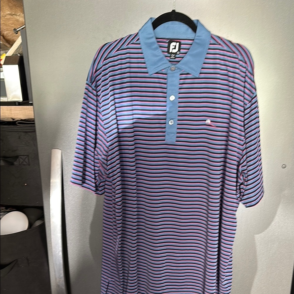 FootJoy Men's Striped Polo Shirt - Blue and Purple